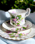 Trio polcelanowe vintage Royal Albert w różowe kwiaty